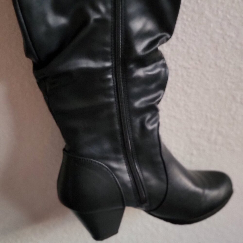 Cliffs Navy Blue Faux Leather Boot by White Mountain